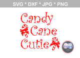 Candy Cane Cutie, Christmas, Bow, cute, digital download, SVG, DXF, cut file, personal, commercial, use with Silhouette Cameo, Cricut and Die Cutting Machines