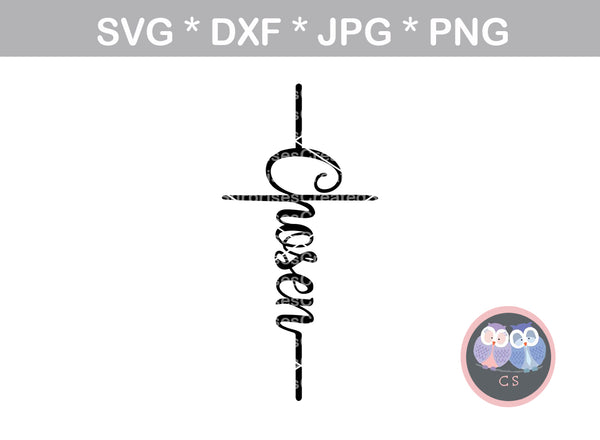 Chosen cross, grace, christian, faith, digital download, SVG, DXF, cut file, personal, commercial, use with Silhouette Cameo, Cricut and Die Cutting Machines