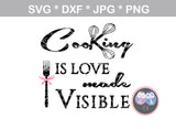 Cooking is love made visible, kitchen, wisk, baking, digital download, SVG, DXF, cut file, personal, commercial, use with Silhouette Cameo, Cricut and Die Cutting Machines