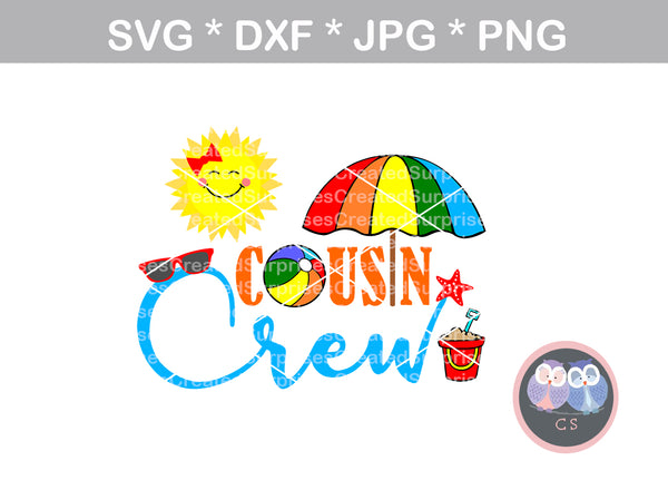 Cousin Crew Summer family digital download SVG DXF cut file personal commercial Silhouette Cricut