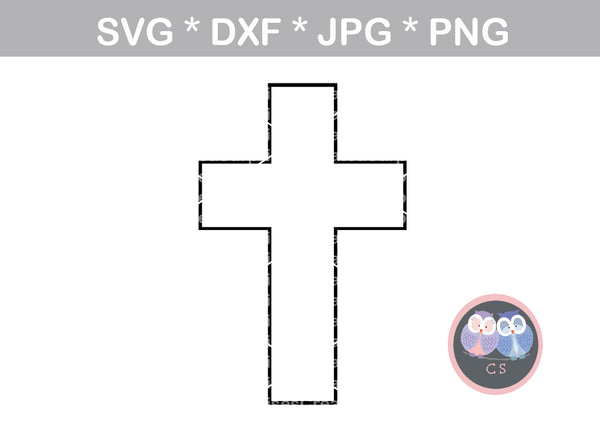 Cross, outline, grace, christian, faith, digital download, SVG, DXF, cut file, personal, commercial, use with Silhouette Cameo, Cricut and Die Cutting Machines