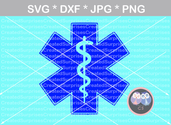 EMS, Star of Life, Medical, digital download, SVG, DXF, cut file, personal, commercial, use with Silhouette Cameo, Cricut and Die Cutting Machines