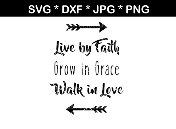 Faith, Grace, Love, digital download, SVG, DXF, cut file, personal, commercial, use with Silhouette Cameo, Cricut and Die Cutting Machines