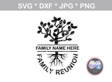 Split Family Reunion Tree, Branches, roots, digital download, SVG, DXF, cut file, personal, commercial, use with Silhouette Cameo, Cricut and Die Cutting Machines