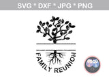 Split Family Reunion Tree, Branches, roots, digital download, SVG, DXF, cut file, personal, commercial, use with Silhouette Cameo, Cricut and Die Cutting Machines