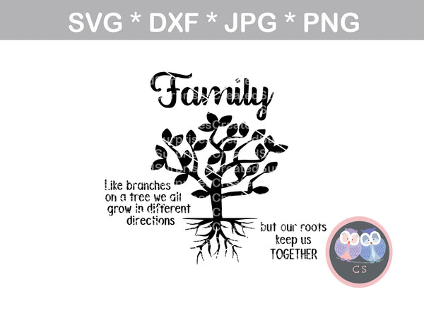 Family Tree, Branches 2, digital download, SVG, DXF, cut file, personal, commercial, use with Silhouette Cameo, Cricut and Die Cutting Machines