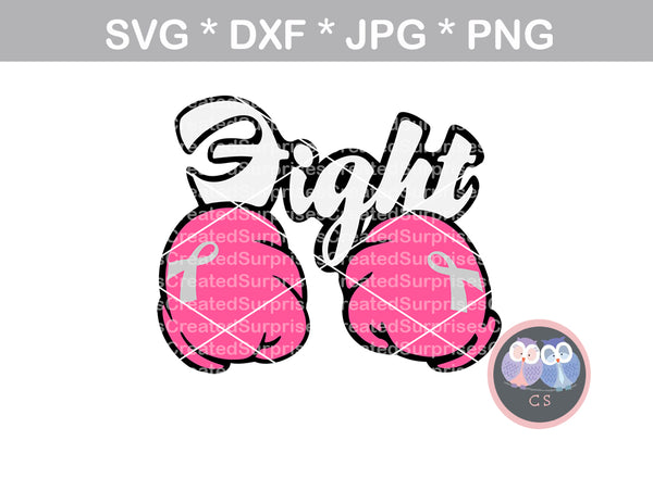 Fight Cancer, Gloves, Hope, Believe, Faith, Pink Ribbon, cancer awareness, digital download, SVG, DXF, cut file, personal, commercial, use with Silhouette Cameo, Cricut and Die Cutting Machines