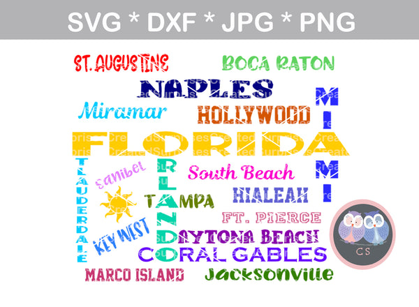 Florida subway art, travel, digital download, SVG, DXF, cut file, personal, commercial, use with Silhouette Cameo, Cricut and Die Cutting Machines