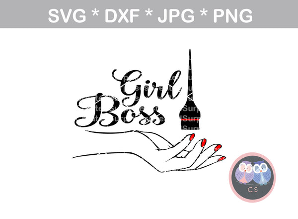 Girl Boss, brush, woman, motivational, digital download, SVG, DXF, cut file, personal, commercial, use with Silhouette Cameo, Cricut and Die Cutting Machines