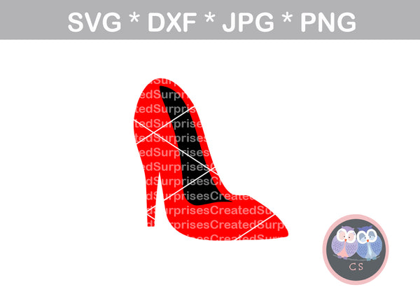 High heel, front view, stiletto, pump, heel, digital download, SVG, DXF, cut file, personal, commercial, use with Silhouette, Cricut and Die Cutting Machines