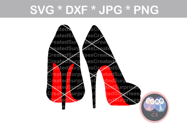 Angled High heels, stilettos, pumps, heels, digital download, SVG, DXF, cut file, personal, commercial, use with Silhouette Cameo, Cricut and Die Cutting Machines