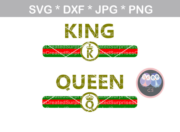 King, Queen, Stripe, crowns, crown, digital download, SVG, DXF, cut file, personal, commercial, use with Silhouette Cameo, Cricut and Die Cutting Machines