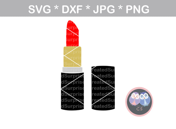 Lipstick with lid, makeup, digital download, SVG, DXF, cut file, personal, commercial, use with Silhouette Cameo, Cricut and Die Cutting Machines