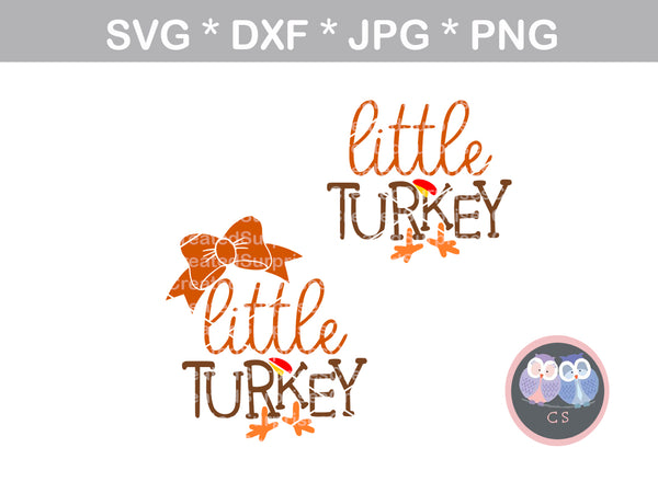 Little Turkey, Bow, thanksgiving, thankful, digital download, SVG, DXF, cut file, personal, commercial, use with Silhouette Cameo, Cricut and Die Cutting Machines