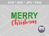 Merry Christmas, SVG, DXF, cut file, including 3 different PNG print styles, digital download, personal, commercial, use with Silhouette Cameo, Cricut and Die Cutting Machines
