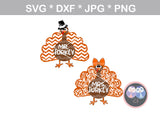 Mr, Mrs, Turkey, Bow, Hat, thanksgiving, thankful, digital download, SVG, DXF, cut file, personal, commercial, use with Silhouette Cameo, Cricut and Die Cutting Machines