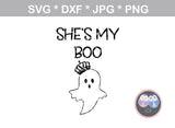 My boo, Shes/Hes my boo, cute, queen, king, Ghosts, halloween, digital download, SVG, DXF, cut file, personal, commercial, use with Silhouette Cameo, Cricut and Die Cutting Machines