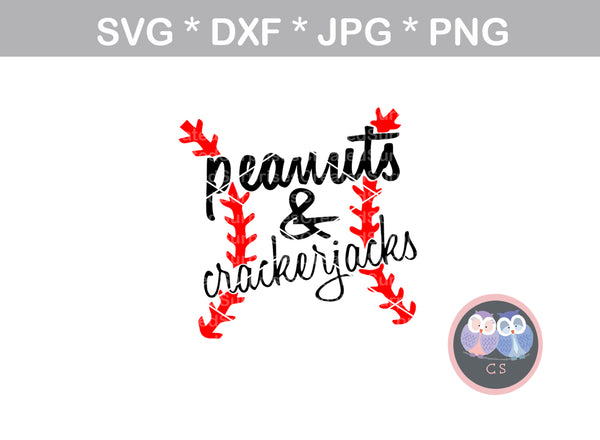 Peanuts & Crackerjacks, baseball, digital download, SVG, DXF, cut file, personal, commercial, use with Silhouette Cameo, Cricut and Die Cutting Machines