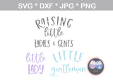 Raising little Ladies and Gents, little Lady, little gentleman, digital download, SVG, DXF, cut file, personal, commercial, use with Silhouette Cameo, Cricut and Die Cutting Machines