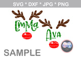 Rudolph, Antlers, Name (not included), Nose, digital download, SVG, DXF, cut file, personal, commercial, use with Silhouette Cameo, Cricut and Die Cutting Machines