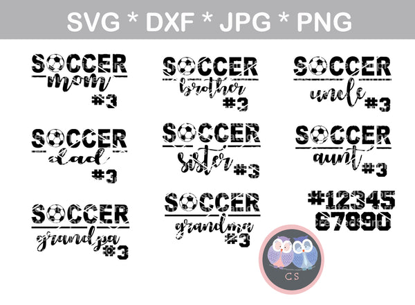 Soccer Family Bundle, ball, soccerball, digital download, SVG, DXF, cut file, personal, commercial, use with Silhouette Cameo, Cricut and Die Cutting Machines