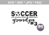 Soccer Grandpa, ball, soccerball, digital download, SVG, DXF, cut file, personal, commercial, use with Silhouette Cameo, Cricut and Die Cutting Machines
