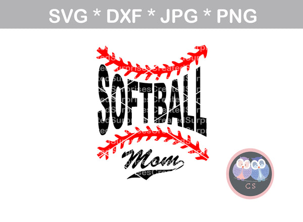 Softball Mom, Laces, ball, softball, digital download, SVG, DXF, cut file, personal, commercial, use with Silhouette Cameo, Cricut and Die Cutting Machines