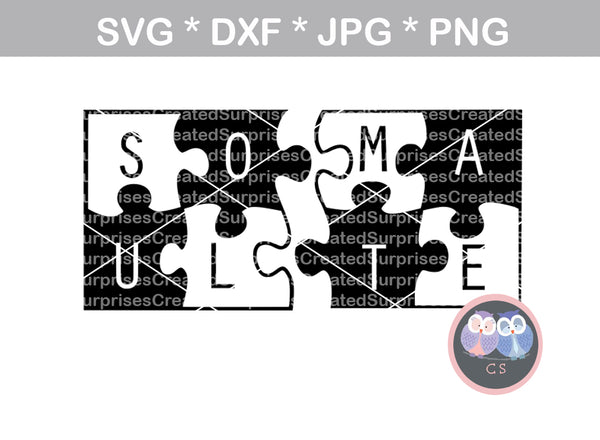 Soul Mate, Love, Puzzle, Puzzle pieces, interlocking, digital download, SVG, DXF, cut file, personal, commercial, use with Silhouette Cameo, Cricut and Die Cutting Machines
