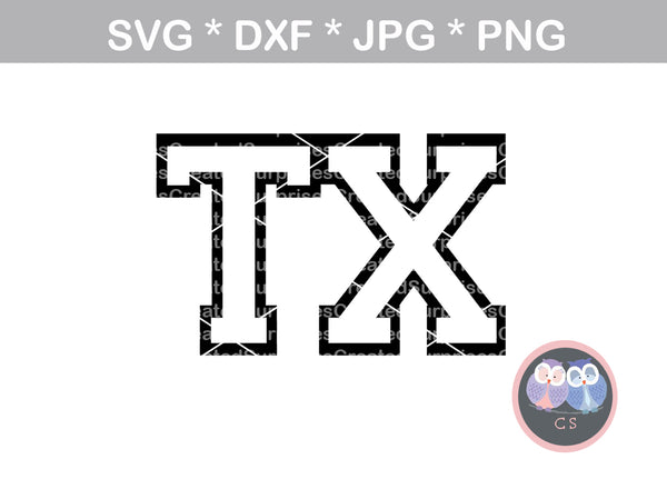 Texas Outline, TX, digital download, SVG, DXF, cut file, personal, commercial, use with Silhouette Cameo, Cricut and Die Cutting Machines