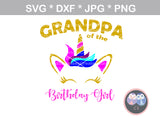 Mommy, Daddy, Grandma, Grandpa, of the Birthday girl, Unicorn face, horn, digital download, SVG, DXF, cut file, personal, commercial, use with Silhouette Cameo, Cricut and Die Cutting Machines