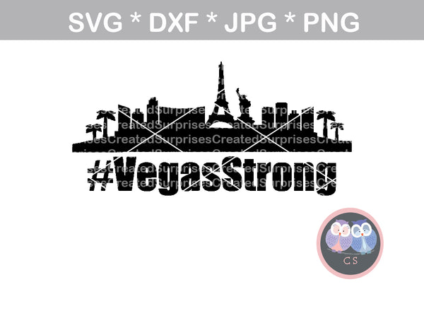 #VegasStrong, VegasStrong, Vegas, Cityscape, support, digital download, SVG, DXF, cut file, personal, commercial, use with Silhouette Cameo, Cricut and Die Cutting Machines