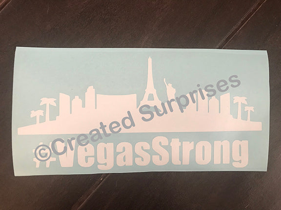 #VegasStrong, VegasStrong, Vegas, Cityscape, support, 8"x4" vinyl sticker, vinyl decal