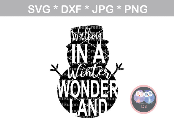 Snowman, Walking in a Winter Wonderland, christmas, digital download, SVG, DXF, cut file, personal, commercial, use with Silhouette Cameo, Cricut and Die Cutting Machines