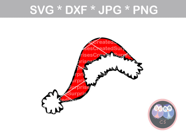Santa Hat, christmas, prop, digital download, SVG, DXF, cut file, personal, commercial, use with Silhouette Cameo, Cricut and Die Cutting Machines